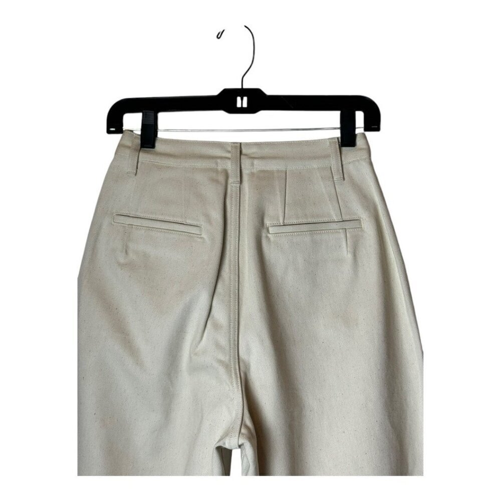 John Elliott Pants Women 27 Beige Cotton Denim‎ Pleated Front Baggy Tapered Leg - Picture 4 of 10